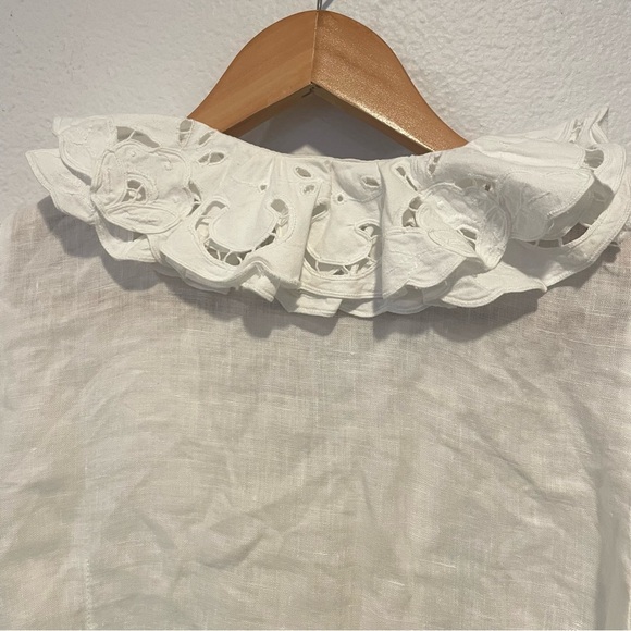 Vintage retro ruffle lace Victorian linen blouse - Picture 4 of 9